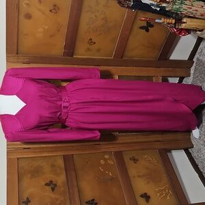Vintage Couture 80's Pink Belted Maxi Dress